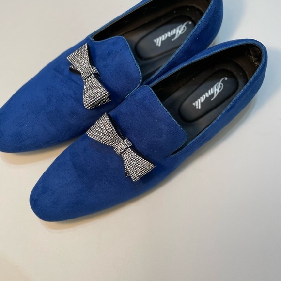 Amali Royal Blue Loafers with Crystal Bow Shoes Size 15 SB-6 main image 12